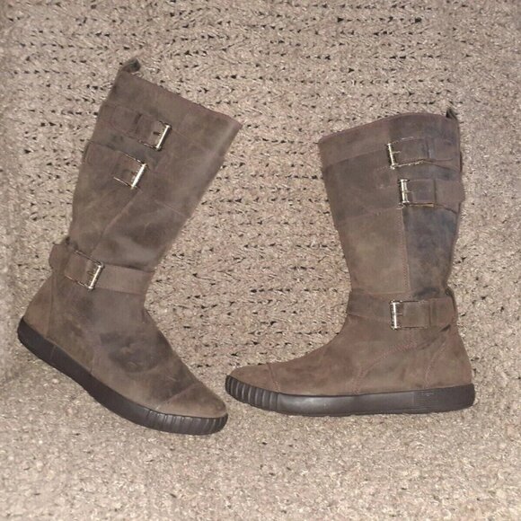 COLE HAAN AIR-Distressed Brown Nubuck Leather Zip Waterproof Boot-Sz 6-Excellent - Picture 1 of 8